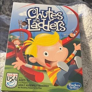 Hasbro Chutes and Ladders Game - Yellow Red Blue